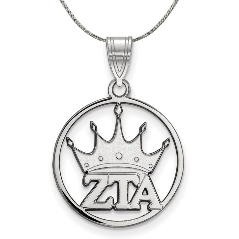 Sterling Silver Zeta Tau Alpha Medium Circle Necklace - 20 Inch
